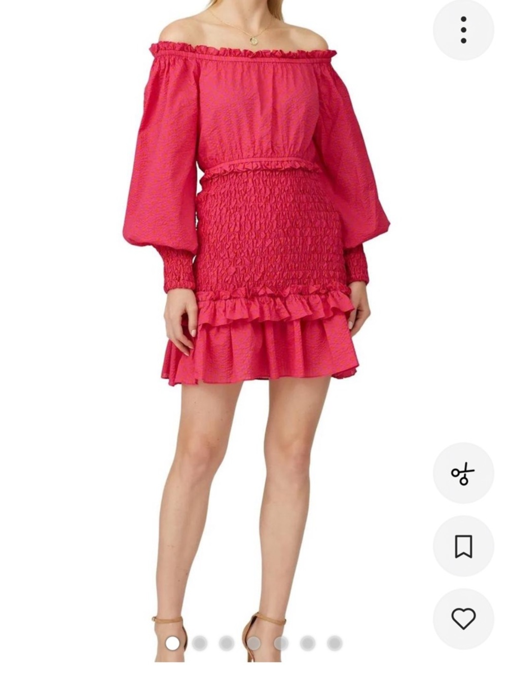 Alexis Hot Pink Off-Shoulder Smocked Mini Dress